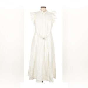 Anthropologie Maeve White Button-Up Maxi Dress